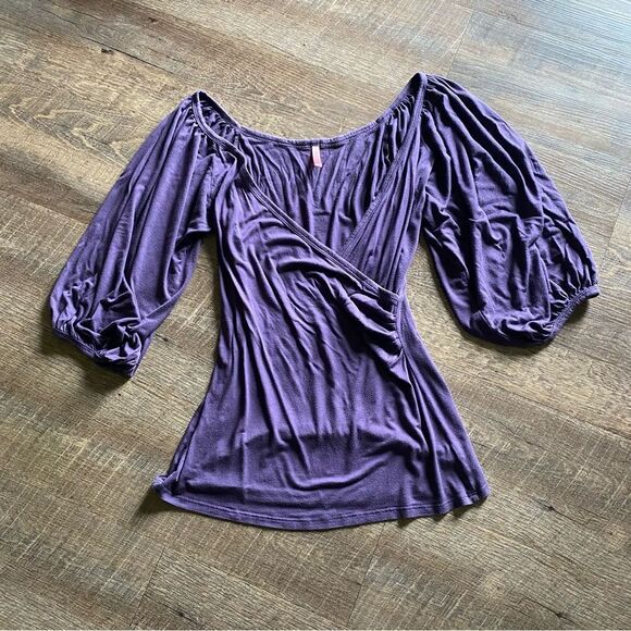 Surplice Top Cross Front Purple Plus Size 1 Stretchy Flattering - Picture 9 of 9